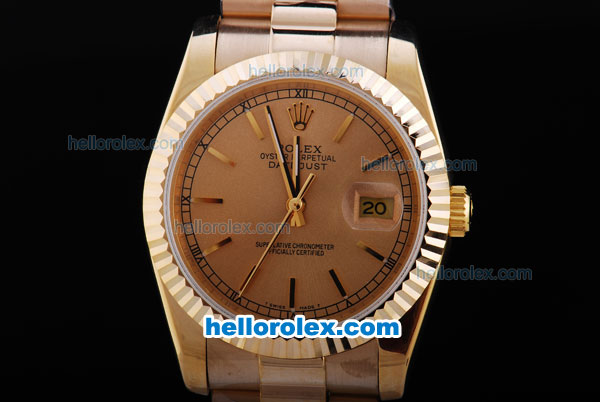 Rolex Datejust Automatic with Gold Case and Champagne Dial - Click Image to Close